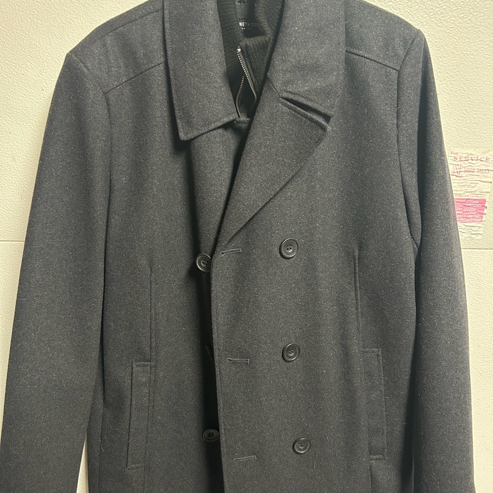 Kenneth Cole Charcoal Double-Breasted Pea Coat